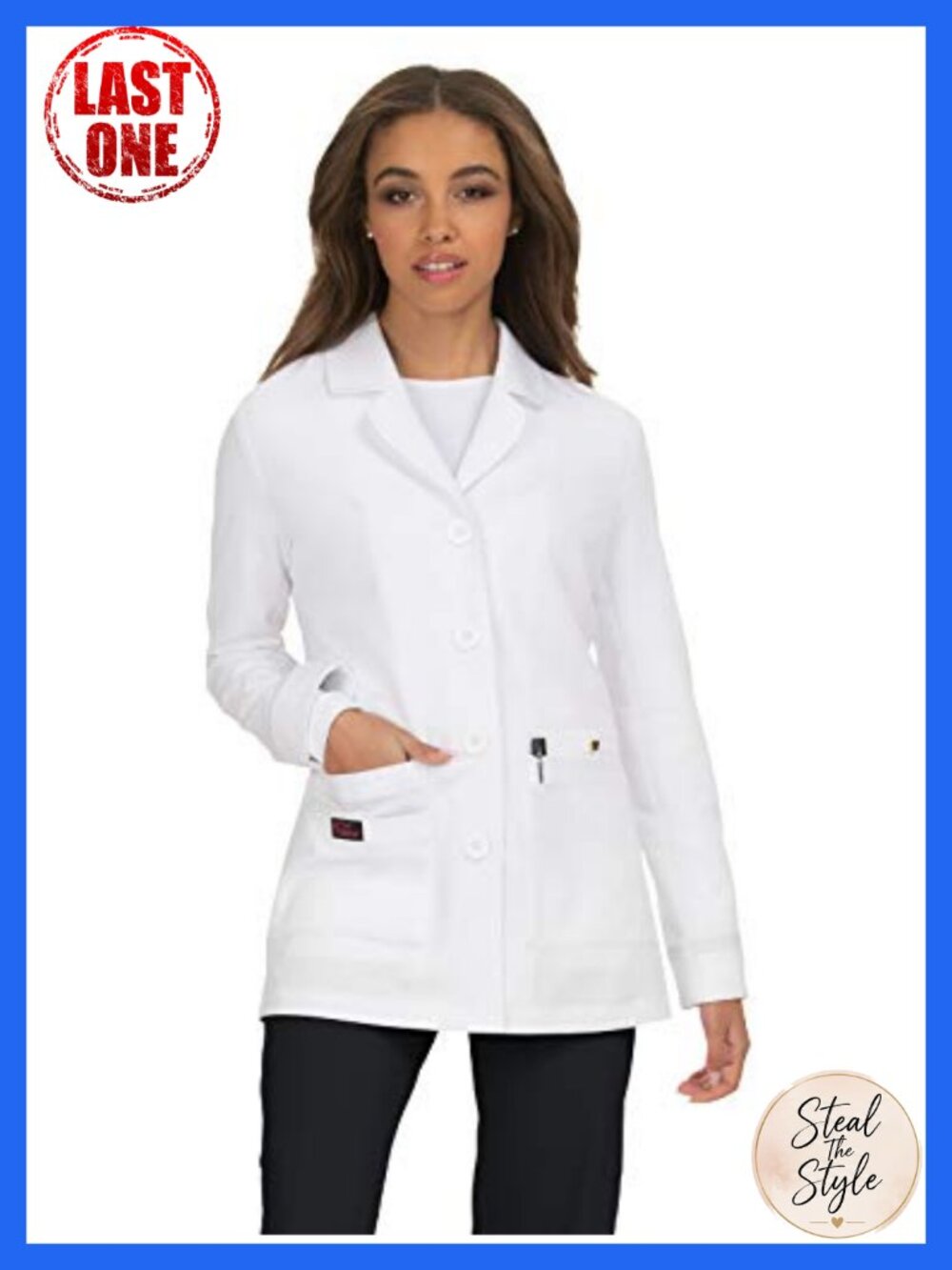 KOI Essentials Canna Women's 5-Pocket Stretch Lab Coat Medical Uniform